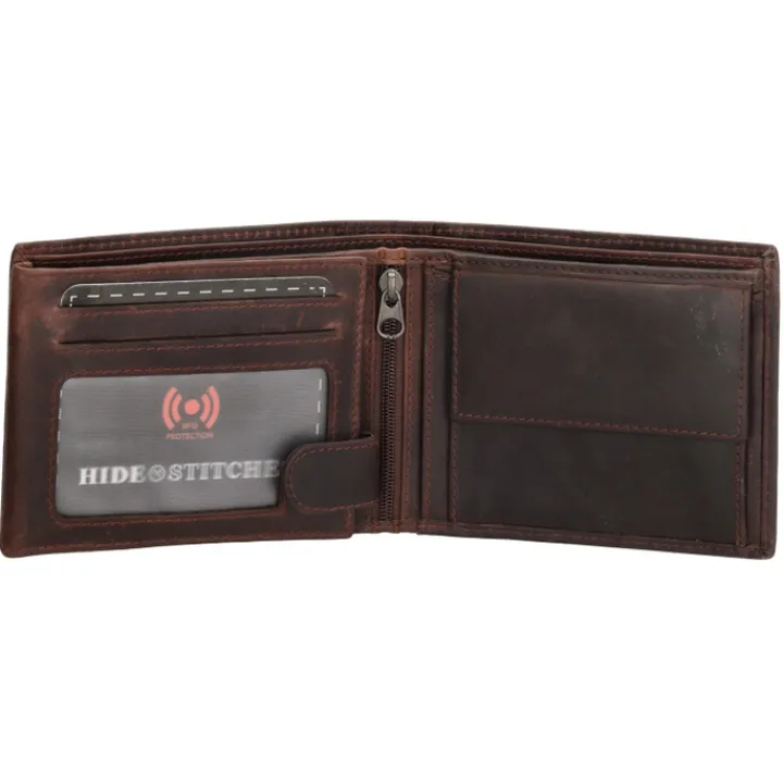 Rfid Portemonnees|Grote Portemonnees>Hide & Stitches Japura Wallet darkbrown