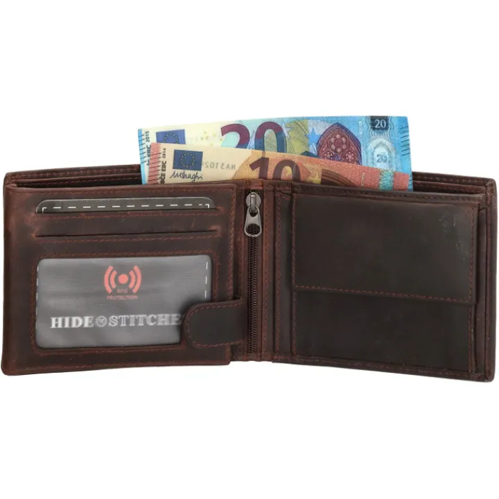 Rfid Portemonnees|Grote Portemonnees>Hide & Stitches Japura Wallet darkbrown