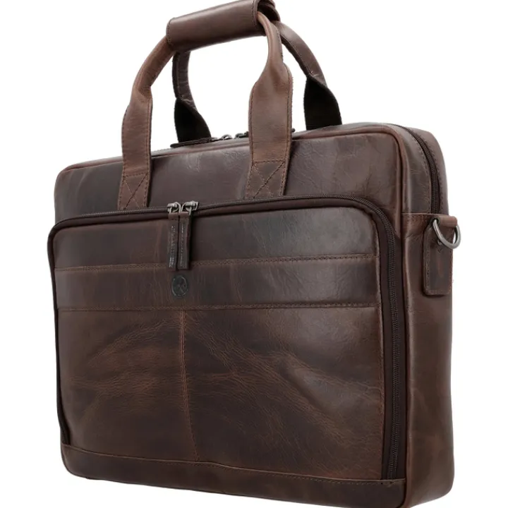 15.6 Inch Laptoptassen|Laptop Schoudertassen>Hide & Stitches Next Navajo Laptopbag darkbrown