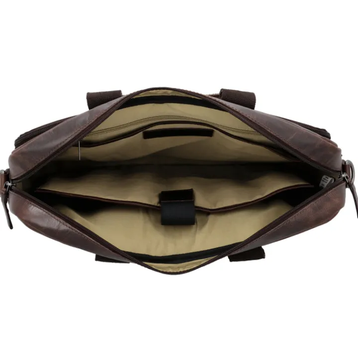 15.6 Inch Laptoptassen|Laptop Schoudertassen>Hide & Stitches Next Navajo Laptopbag darkbrown
