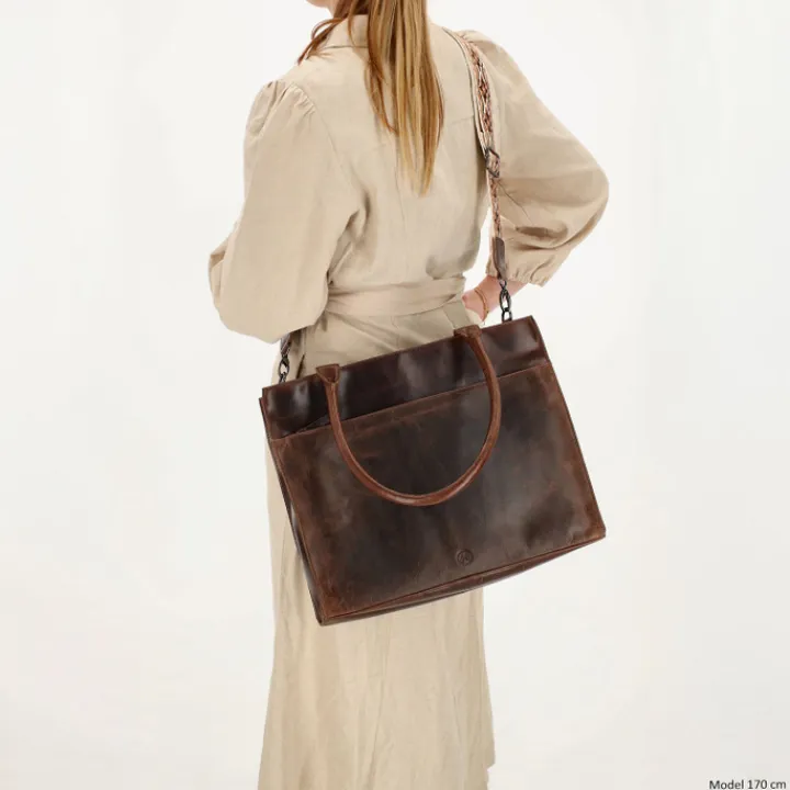 15.6 Inch Laptoptassen|Laptop Schoudertassen>Hide & Stitches Next Navajo Laptopbag darkbrown