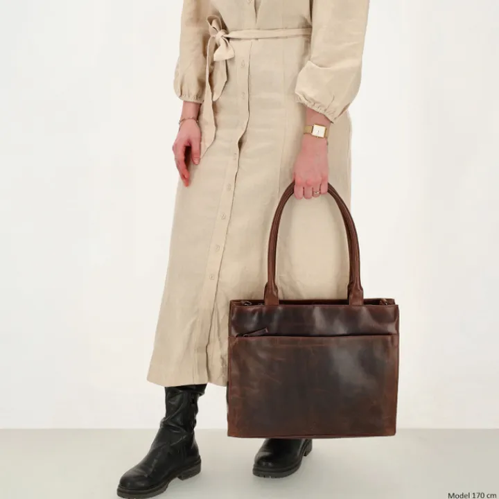 15.6 Inch Laptoptassen|Laptop Schoudertassen>Hide & Stitches Next Navajo Laptopbag darkbrown