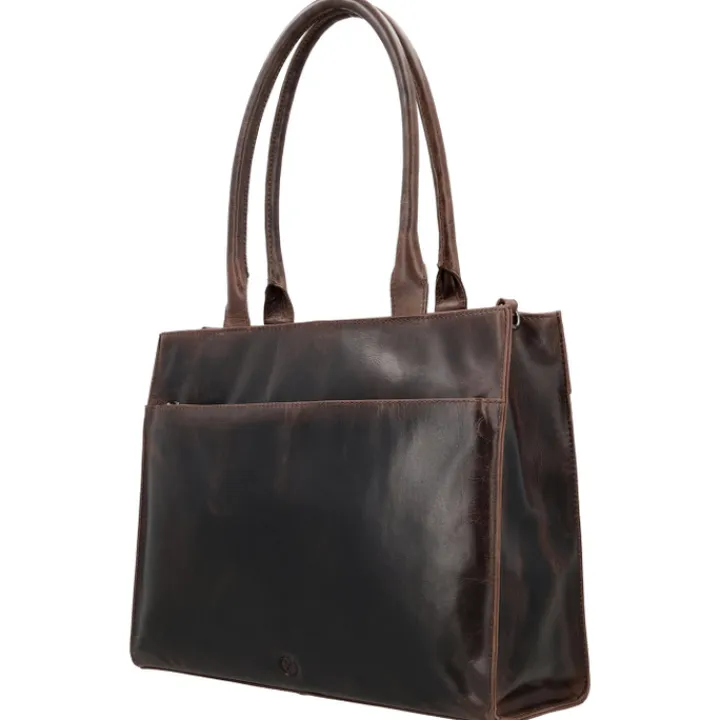 15.6 Inch Laptoptassen|Laptop Schoudertassen>Hide & Stitches Next Navajo Laptopbag darkbrown