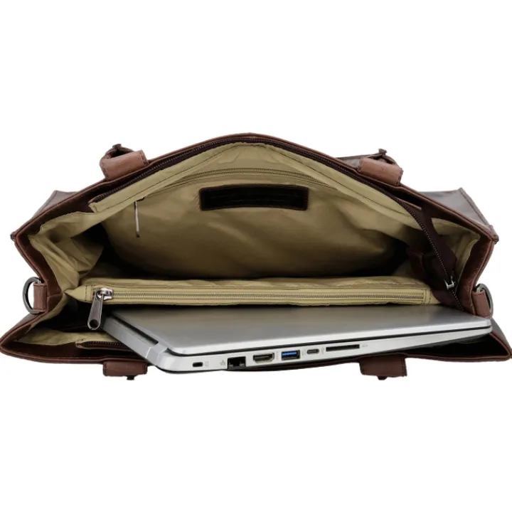 15.6 Inch Laptoptassen|Laptop Schoudertassen>Hide & Stitches Next Navajo Laptopbag darkbrown