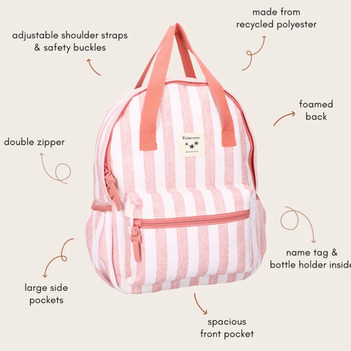 Peuter Rugzakken|Meisjesrugzakken>Kidzroom Lille Stripe Frenzy Backpack pink