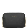 Schoudertassen|Crossbody>Michael Kors Jet Set Lg Crossbody Golden Chain Bag black