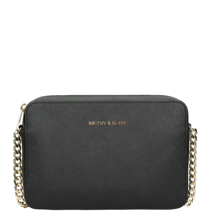 Schoudertassen|Crossbody>Michael Kors Jet Set Lg Crossbody Golden Chain Bag black