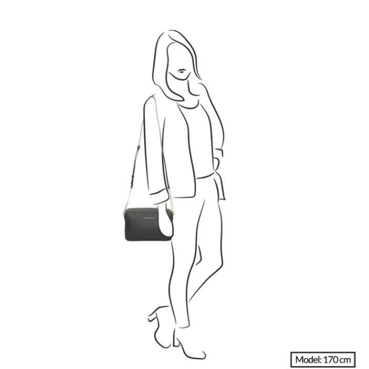 Schoudertassen|Crossbody>Michael Kors Jet Set Lg Crossbody Golden Chain Bag black