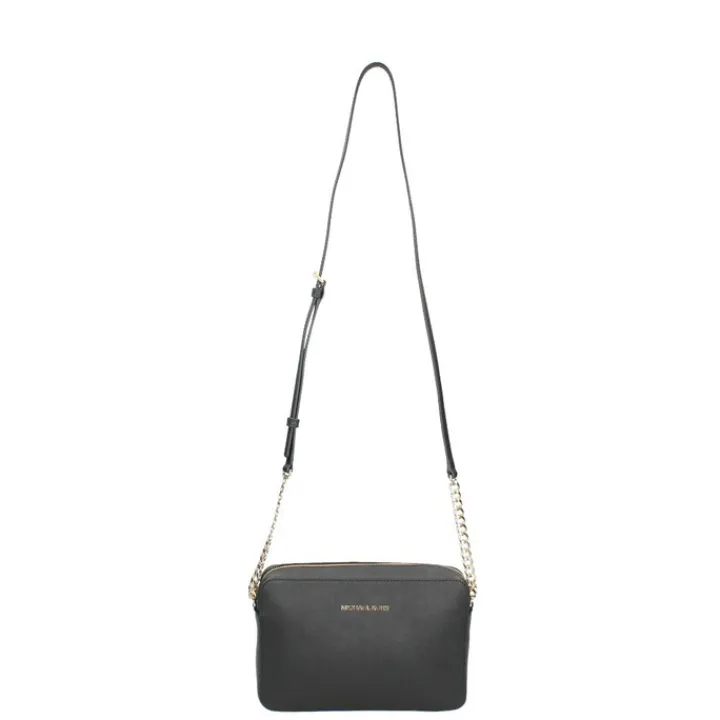 Schoudertassen|Crossbody>Michael Kors Jet Set Lg Crossbody Golden Chain Bag black
