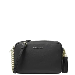 Schoudertassen|Crossbody>Michael Kors Jet Set Md Camerabag Gold Chain Crossbody black