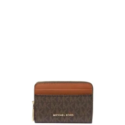 Kleine Portemonnees|Leren Portemonnees>Michael Kors Jet Set SM Za Coin Card Case brn/acorn
