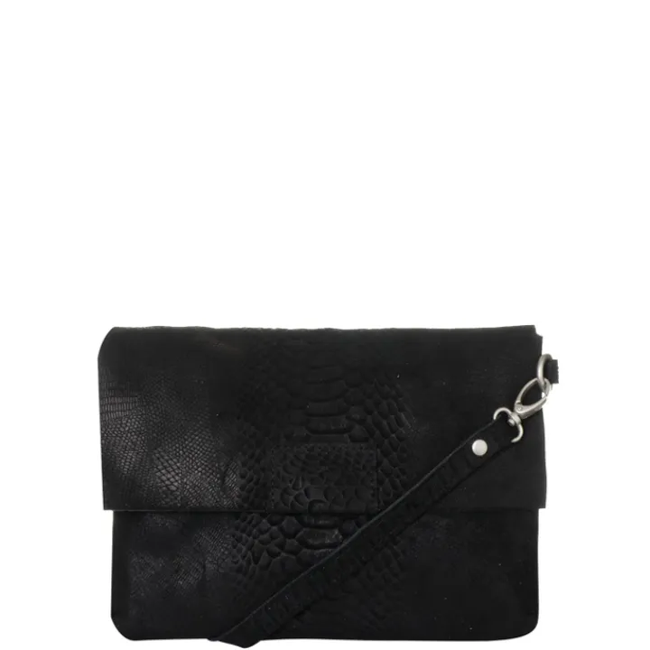 Luiertassen|Damestassen>Mozz Luieretui Crossbody Suede snake zwart