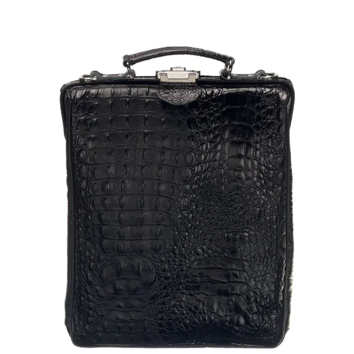 Mini Rugzakken|Kleine Rugzakken>Mutsaers On The Bag Leather Backpack zwart croco
