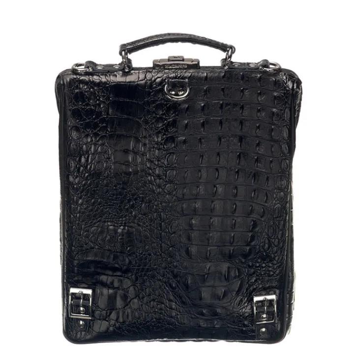 Mini Rugzakken|Kleine Rugzakken>Mutsaers On The Bag Leather Backpack zwart croco