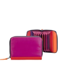 Leren Portemonnees|Dames Portemonnees>Mywalit Ladies Zip Around Fan CC Holder sangria multi