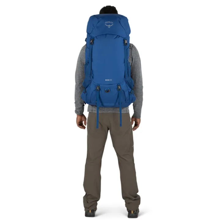 Grote Rugzakken|Trekking Rugzakken>Osprey Rook 50 astology blue-blue flame