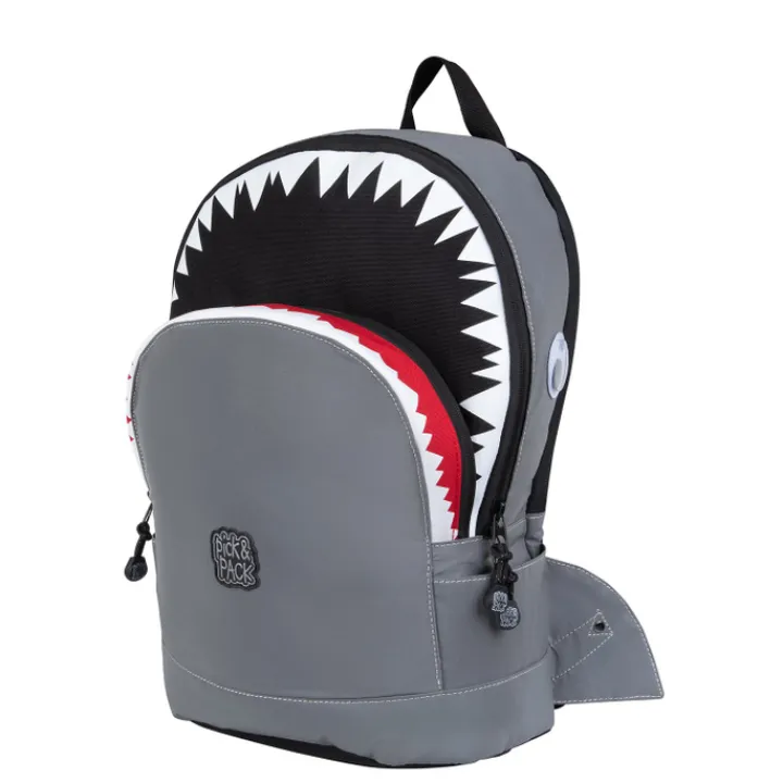 Peuter Rugzakken|Kinderrugzakken>Pick & Pack Shark Shape Backpack M visible grey
