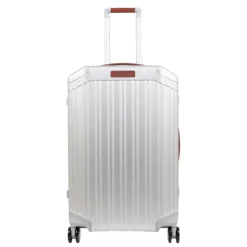 Harde Koffers|Reiskoffers>Piquadro Alu Medium 4 Wheel Trolley grigio / cuoio