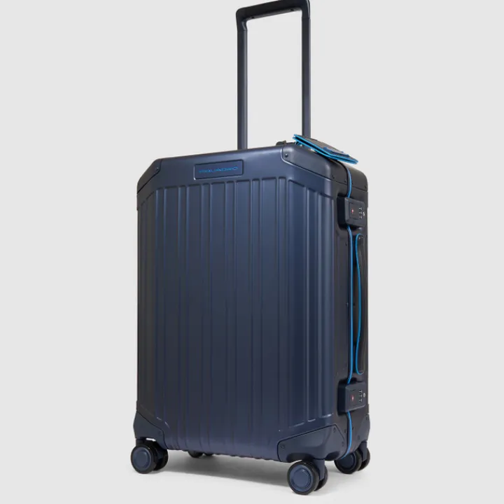 Ryanair Trolleys|Handbagage Trolleys>Piquadro ALU-B2 Cabin Trolley 55 blue