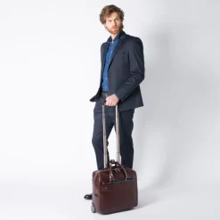 Handbagage Trolleys|Laptop Trolleys>Piquadro Black Square Briefcase with wheels brown