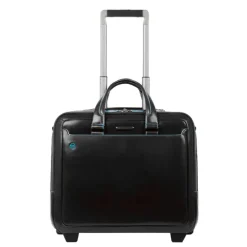 Handbagage Trolleys|Laptop Trolleys>Piquadro Black Square Briefcase with wheels 2 compartments black