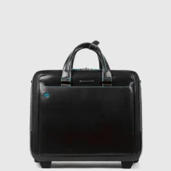 Handbagage Trolleys|Laptop Trolleys>Piquadro Black Square Briefcase with wheels 2 compartments black