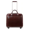 Handbagage Trolleys|Laptop Trolleys>Piquadro Black Square Briefcase with wheels 2 compartments brown