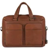 Herentassen|15 Inch Laptoptassen>Piquadro Black Square Computer Briefcase 15" tobacco