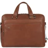 Herentassen|15 Inch Laptoptassen>Piquadro Black Square Portfolio Computer Briefcase with iPad Compartment tobacco