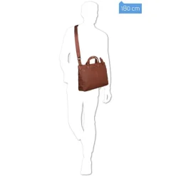 Herentassen|15.6 Inch Laptoptassen>Piquadro Black Square Small Expandable Computer Bag 15.6" tobacco