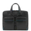 Herentassen|14 Inch Laptoptassen>Piquadro Blue Square Computer Portfolio Briefcase 14'' black