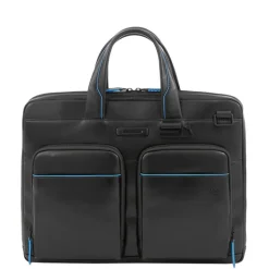 Herentassen|14 Inch Laptoptassen>Piquadro Blue Square Computer Portfolio Briefcase 14'' black