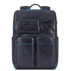 Kleine Rugzakken|15.6 Inch Laptoptassen>Piquadro Blue Square Computer Backpack With iPad Pro blue