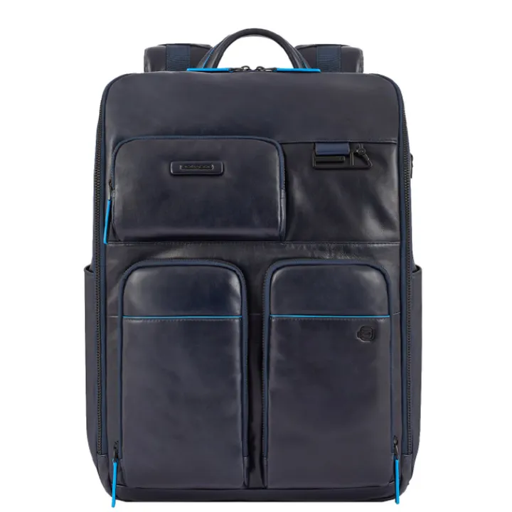 Kleine Rugzakken|15.6 Inch Laptoptassen>Piquadro Blue Square Computer Backpack With iPad Pro blue