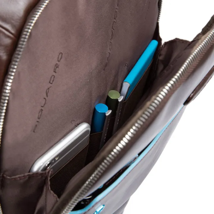 15.6 Inch Laptoptassen|Laptop Rugzakken>Piquadro Blue Square Computer Backpack with iPad Compartment dark brown