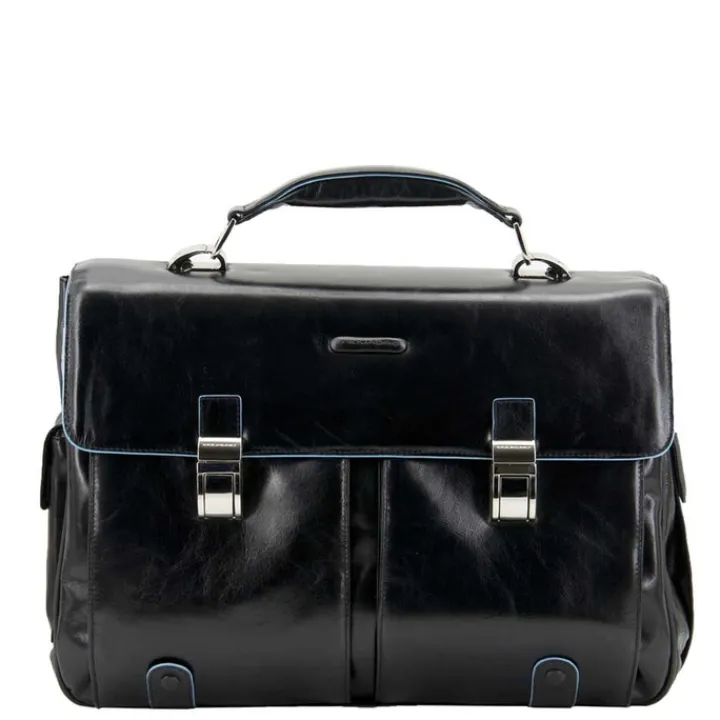 Herentassen|15.6 Inch Laptoptassen>Piquadro Blue Square Computer Briefcase black