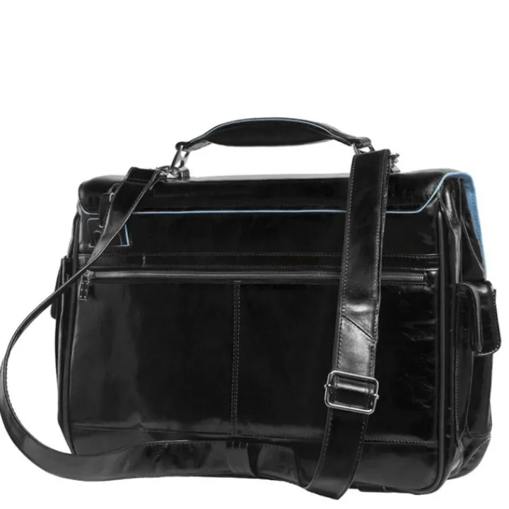 Herentassen|15.6 Inch Laptoptassen>Piquadro Blue Square Computer Briefcase black