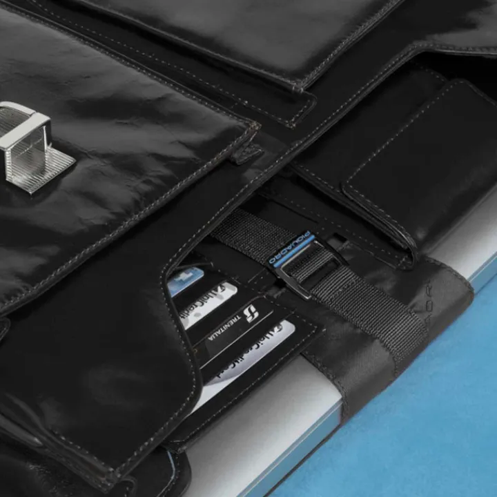 Herentassen|15.6 Inch Laptoptassen>Piquadro Blue Square Computer Briefcase black