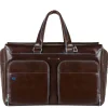 Kleine Reistassen|Handbagage Reistassen>Piquadro Blue Square Duffel Bag brown