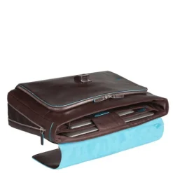 Herentassen|15.6 Inch Laptoptassen>Piquadro Blue Square Exp. Computer Portfolio Briefcase mahogany
