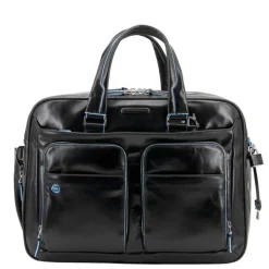 Herentassen|15 Inch Laptoptassen>Piquadro Blue Square Expandable Computer Case with iPad/iPad Air Holder black