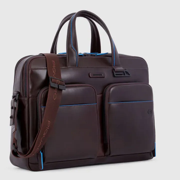 Herentassen|15.6 Inch Laptoptassen>Piquadro Blue Square Revamp Laptopbag brown