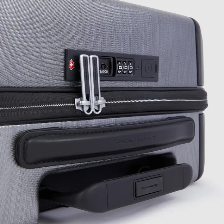 Transavia Trolleys|Ryanair Trolleys>Piquadro PQ-Light Premium Slim Cabin Spinner 55 grey-black