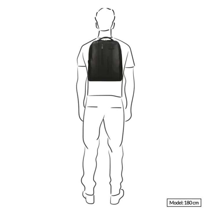 Kleine Rugzakken|14 Inch Laptoptassen>Piquadro Urban Leather Computer Backpack 14" black