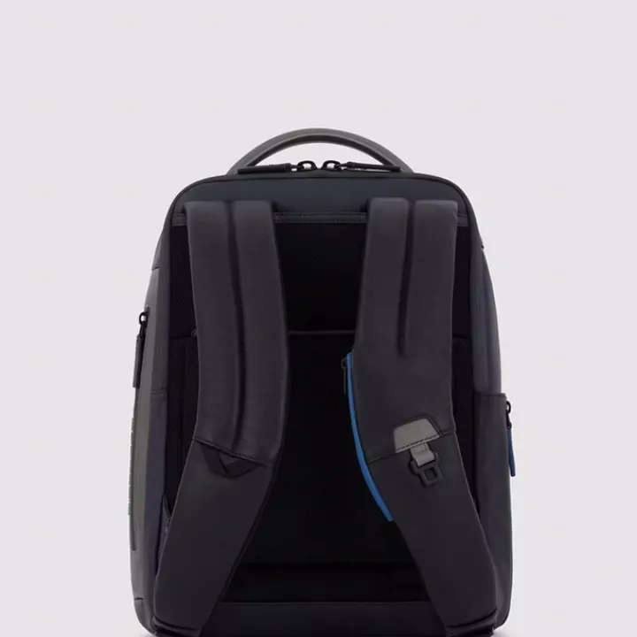 Kleine Rugzakken|14 Inch Laptoptassen>Piquadro Urban Leather Computer Backpack 14" black/grey