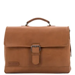 Herentassen|15 Inch Laptoptassen>Plevier Quartz Volnerf 3-vaks Laptoptas 15.6" cognac