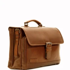 Herentassen|15 Inch Laptoptassen>Plevier Quartz Volnerf 3-vaks Laptoptas 15.6" cognac