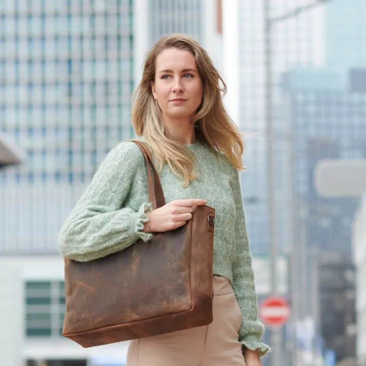 15.6 Inch Laptoptassen|Laptop Schoudertassen>Plevier Retro Hopper Shopper 15.6" bruin