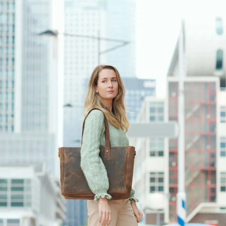 15.6 Inch Laptoptassen|Laptop Schoudertassen>Plevier Retro Hopper Shopper 15.6" bruin