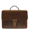 Herentassen|15.6 Inch Laptoptassen>Plevier Retro Newton Laptoptas 3 vaks 15.6" bruin